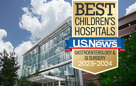 2023 US News & World Report Badge over picture of Children's hospital