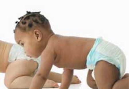 An infant crawling